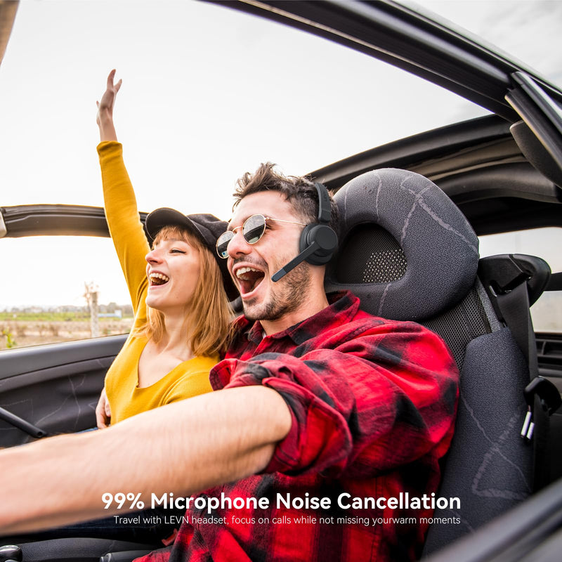 [Australia - AusPower] - LEVN Trucker Headset, Trucker Bluetooth Headset with Noise Cancelling Microphone & Mute Button, Bluetooth Headset 5.2 Multipoint for Work from Home/Cell Phone/Computer/Zoom/Teams/Truck Driver 