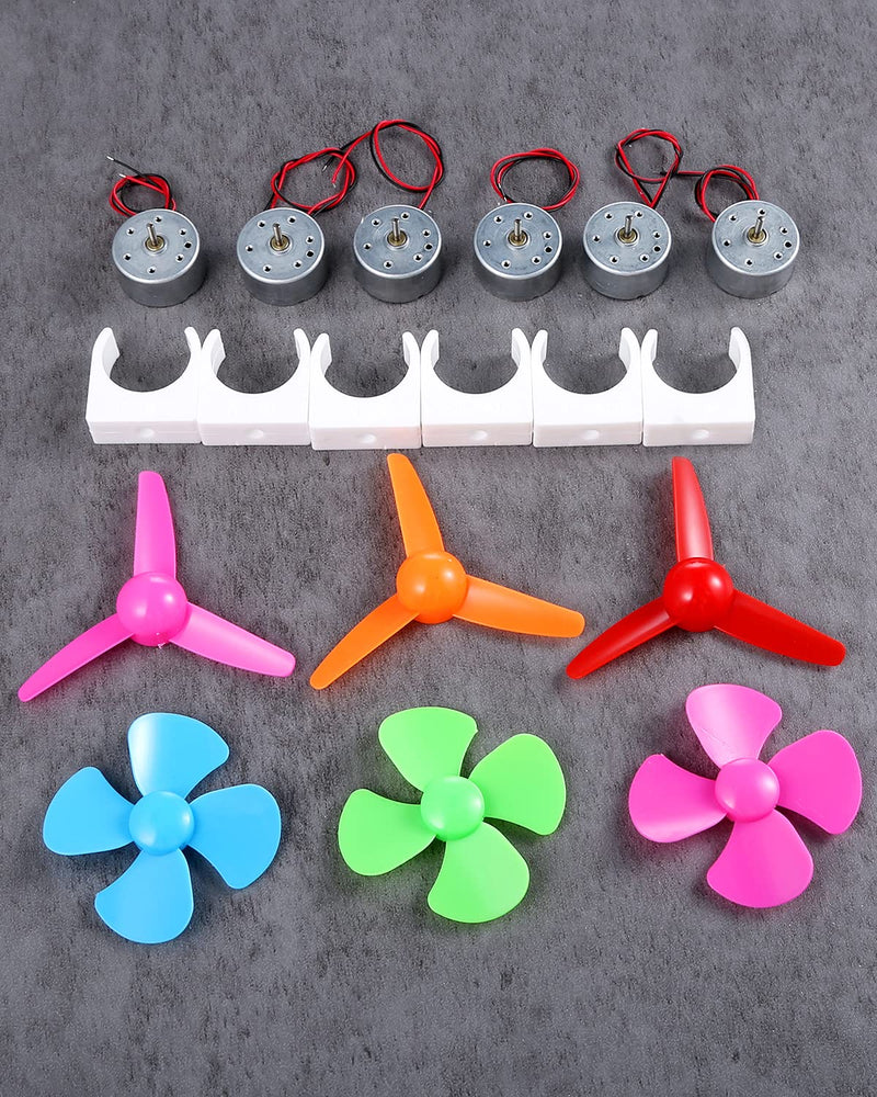 [Australia - AusPower] - Sntieecr 6 Set Mini Generator Motors 3V-12V DC Motor, Wind Turbine Generator with Mini Fan Leaf and Plastic Motor Holder for DIY Educational Physics Experiment 