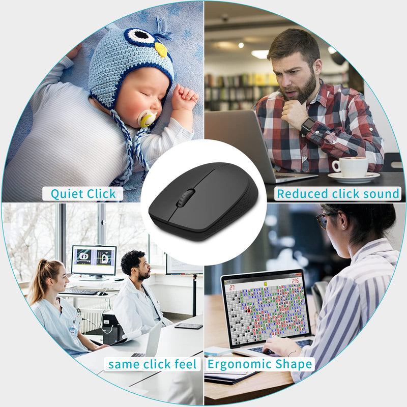 [Australia - AusPower] - RAPOO Bluetooth 2.4G Wireless Mouse, 2 Bluetooth Channels with 1 USB Receiver Noiseless Mouse, Connect up to 3 Devices, Portable Computer Mice for PC, Tablet, Laptop-Black BLACK 