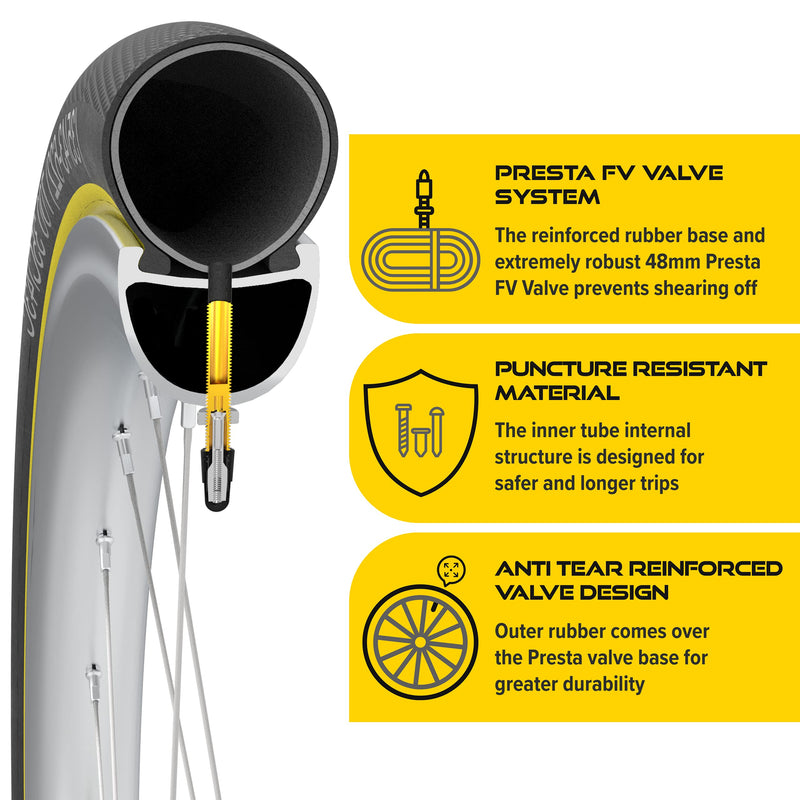 [Australia - AusPower] - Ultraverse Bike Inner Tube for 700x23-25c, 700x35-43c, 28 inch Bicycle Wheel Sizes with 48mm Presta Valve - Butyl Rubber Tubes for Road and Gravel Bikes - 2 Tubes with 2 tire levers Included PRESTA VALVE - 700C 700 x 23-25c 