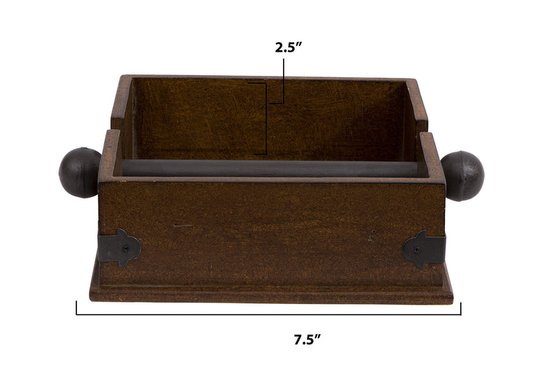 [Australia - AusPower] - Creative Co-op Square Wood Napkin Holder With Metal Bar, Large, brown,CG0232 