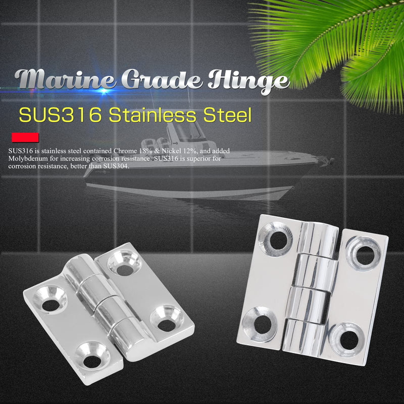 [Australia - AusPower] - AMYSPORTS Heavy Duty Boat Hinge Strap Mirror Polished Marine Hinges Mount Hardware Hatch Stainless Hinge Door Corrosion Resistance SUS316 2pcs 1.51 inch x 1.51 inch 2pcs 