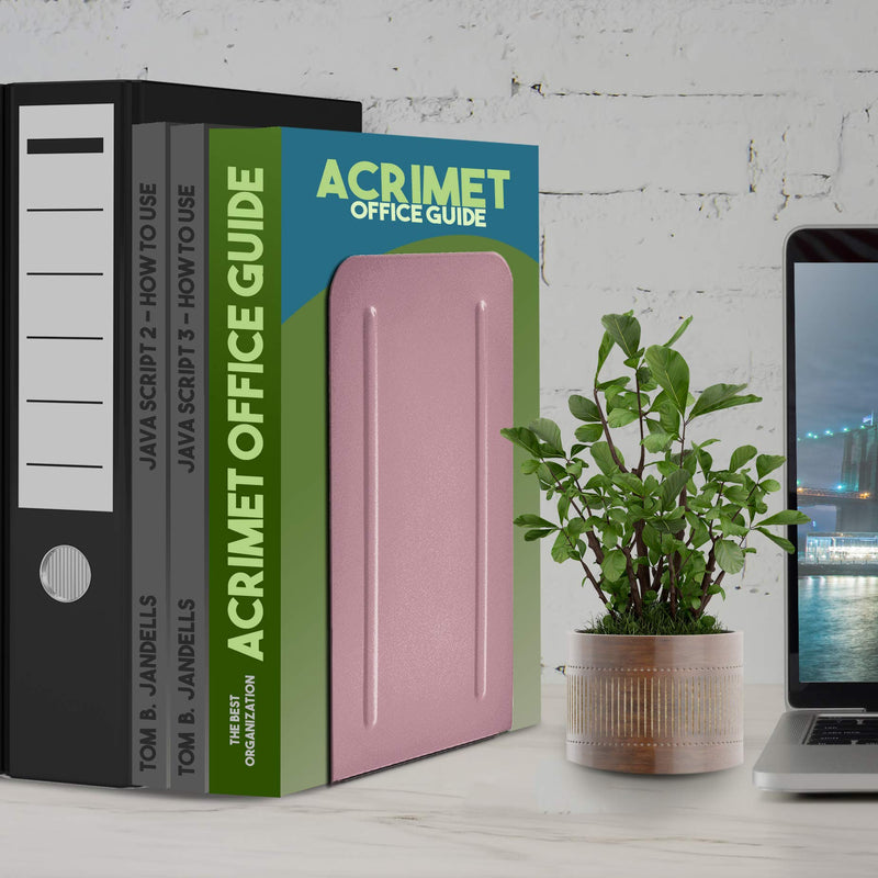 [Australia - AusPower] - Acrimet Jumbo Premium Metal Bookends 9" (Heavy Duty) (Pink Color) (1 Pair) 