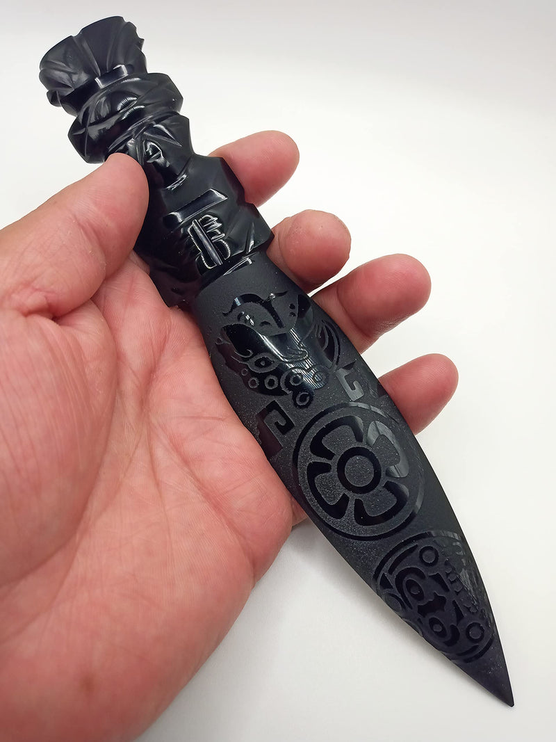 [Australia - AusPower] - 7.6" Black Obsidian Letter Opener, Polished Engraved, Figurine, Paperweight Stone (Colonial) 