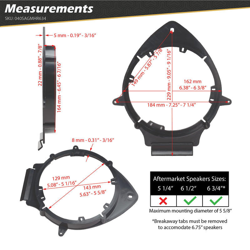 [Australia - AusPower] - Scosche Select 2005 to 2020 Buick, Cadillac, Chevrolet, GMC, Hummer, Pontiac and Saturn Vehicles 6.5” - 6.75” Speaker Adapters for (1 Pair) SAGMHR634 
