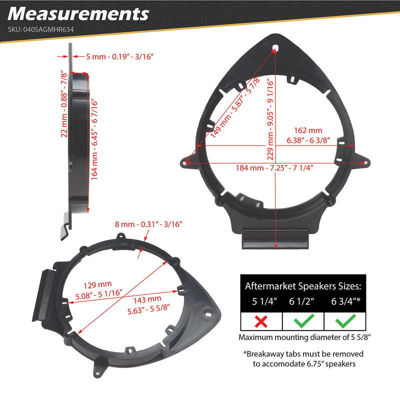 [Australia - AusPower] - Scosche Compatible with Select 2005 to 2020 Buick, Cadillac, Chevrolet, GMC, Hummer, Pontiac and Saturn Vehicles 6.5” - 6.75” Speaker Adapters for (1 Pair) SAGMHR634 