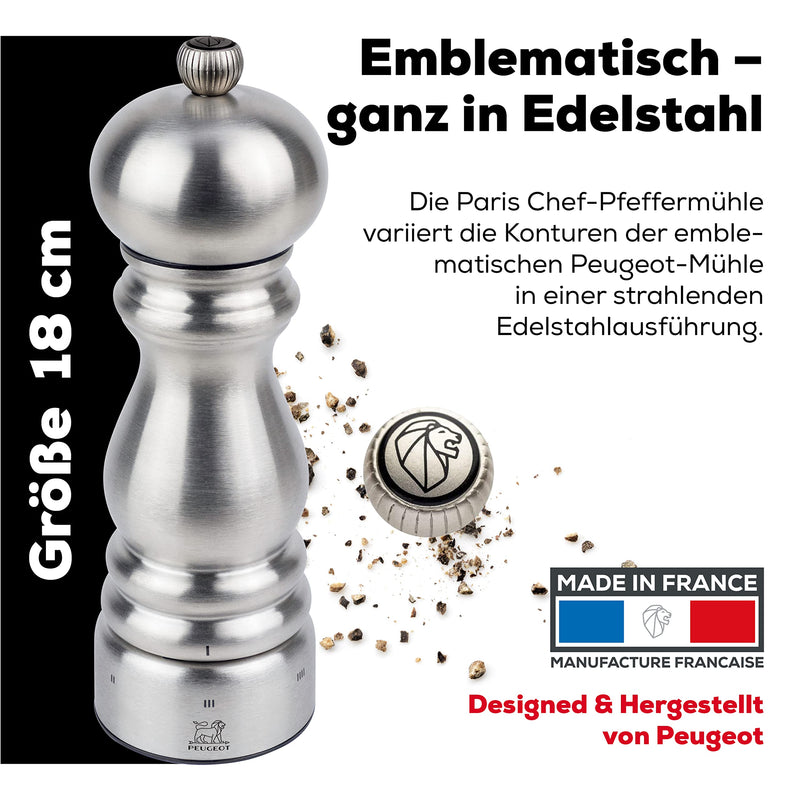 [Australia - AusPower] - "Peugeot Paris Chef u'Select Stainless Steel 18cm - 7"" Pepper Mill" (32470) 7" 