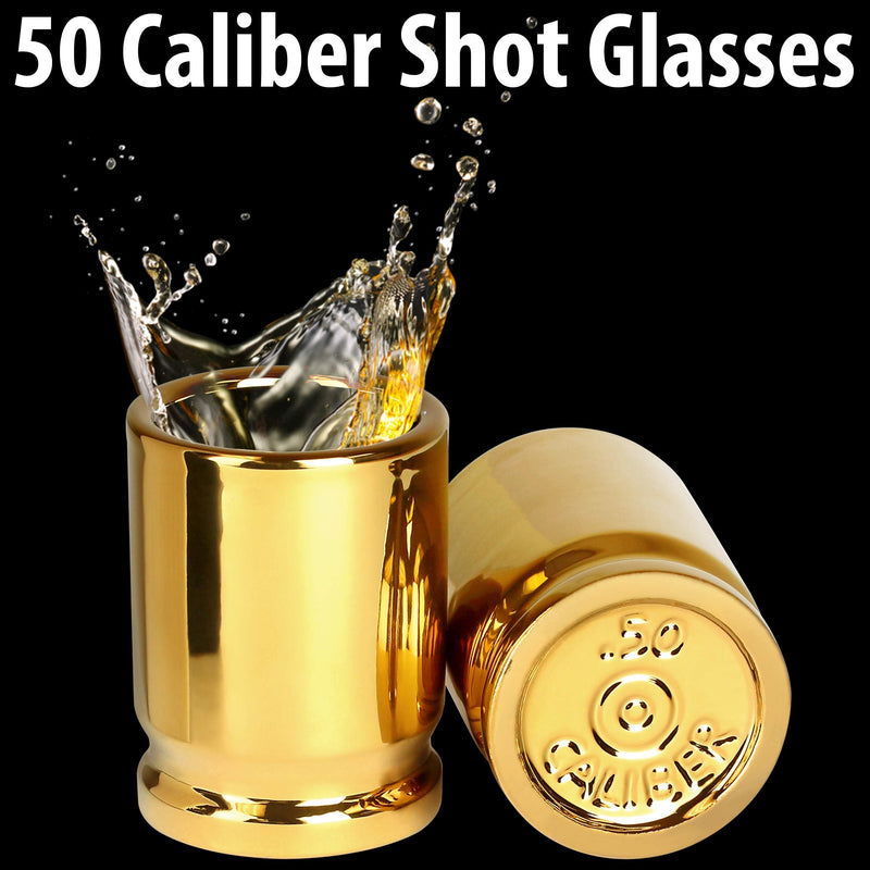 [Australia - AusPower] - The Original 50 Cal Shot Glass, Set of 2 Shot Glasses Shaped like 50 Caliber Bullet Casings - Each Shot Holds 2 Ounces 