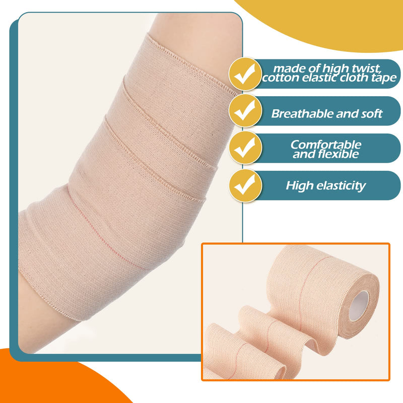 [Australia - AusPower] - 4 Rolls Elastic Tape Adhesive Elastic Tape Self Adhesive Bandage Wrap Flexible Stretch Bandages for Sports Ankle, Knee and Wrist Sprains Animal Pets, 5 Yard (3 Inch in Width) 3 Inch in Width 