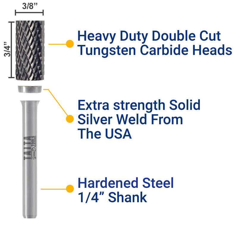 [Australia - AusPower] - Carbide Burr 1/4" Shank, SA-3 Tungsten Double Cut Rotary Die Grinder Bits - Cutting Burrs for Milwaukee, Dewalt and Makita Die Grinder Accessories - Wood Carving Metal Working & Sturdy Storage Case 1pc 