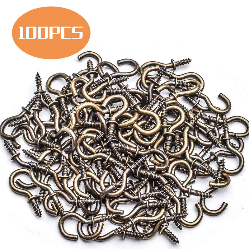 [Australia - AusPower] - 100pcs 1/2inch Bronze Mini Screw-in Cup Hooks Screw Hooks Cup Ceiling Hooks Jewelry Hooks Screw-in Hangers for Indoor and Outdoor Use 1/2 Inch 