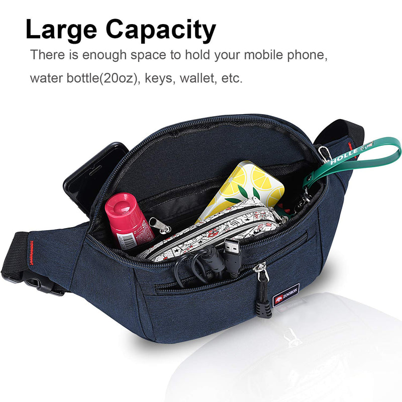 [Australia - AusPower] - 2 Packs Fanny Packs for Men and Women, Waterproof Sports Waist Pack Bag Hip Bum Bag for Travel Hiking Running (Black + Blue) Black + Blue 