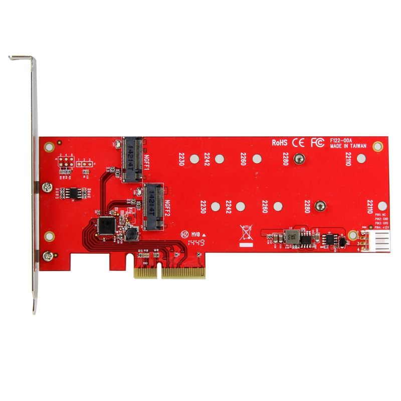 [Australia - AusPower] - StarTech.com 2x M.2 SATA SSD Controller Card - PCIe - PCI Express M.2 SATA III Controller - NGFF Card Adapter (PEX2M2), Red 