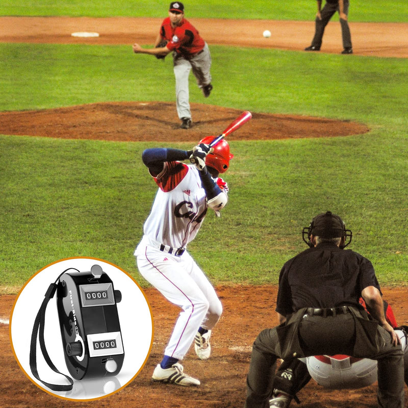 [Australia - AusPower] - Flutesan 2 Pieces Black Dual Pitch Counter Tally Click Counter Score Tracker Digital Counter Umpire Baseball Pitch Counter Clicker Handheld Pocket Score Keeper to Avoid Violating League Rules 