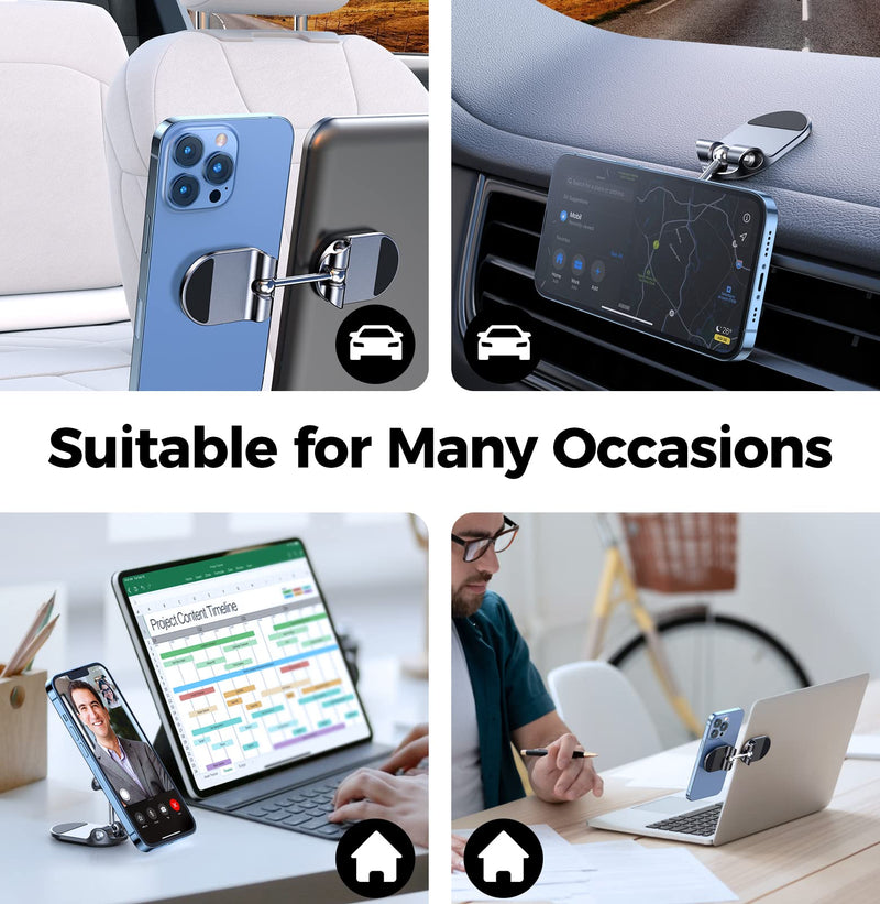 [Australia - AusPower] - Magnetic Phone Mount for Car Metal Multi-Functional 6X Magnets Cell Phone Holder Double 360° Rotation Desk Phone Holder Magnet Car Mount Suitable for Dashboard Screens Compatible with All Phone 