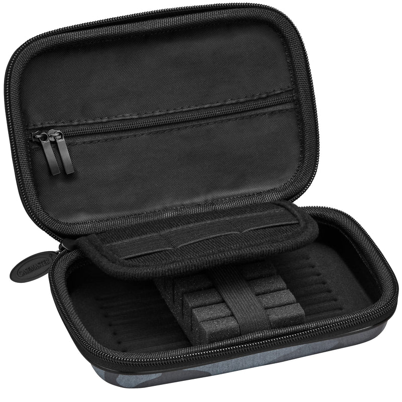 [Australia - AusPower] - Casemaster Sentinel 6 Dart Case, Holds Extra Accessories, Tips, Shafts and Flights, Compatible with Steel Tip and Soft Tip Darts, Impact & Water Resistant Tactech Shell, Black Camo 
