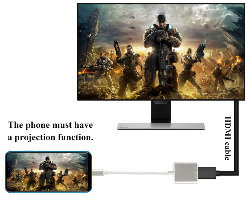 [Australia - AusPower] - AAOTOKK Type C to HDMI Adapter, Type C Male to HDMI Female (3840 x 2160) 4K 60Hz Converter Cable, 4K UHD Screen Display for Samsung Galaxy S10+/S10/S9,Surface Book 2, Dell XPS,ect(20cm/8inch-HDMI) 