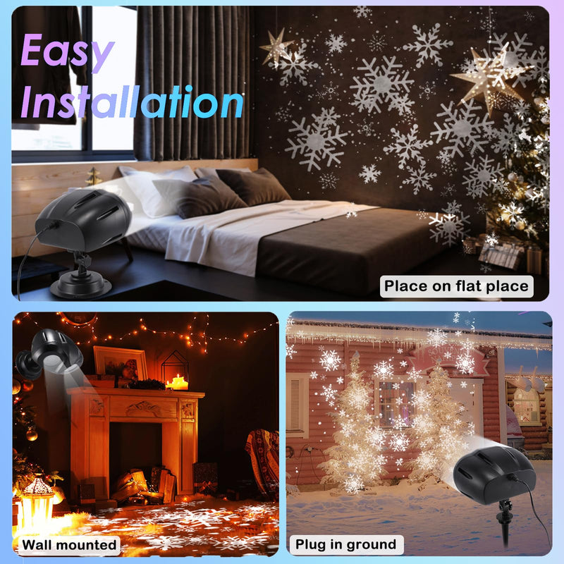 [Australia - AusPower] - Christmas Snowflake Projector Lights Outdoor, Owl-Shaped Snow Light Projector, Dynamic Snowfall Show Landscape Lamp Projection with Remote Control for Xmas Holiday Wedding Indoor Garden Patio Party 