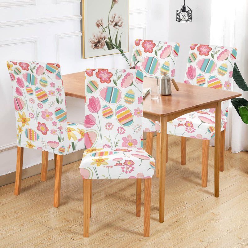 [Australia - AusPower] - xigua Easter Egg Stretch Chair Covers Set of 4 Removable Washable Dining Chair Slipcovers for Kitchen Dining Room Hotel Decor 4 Pack 