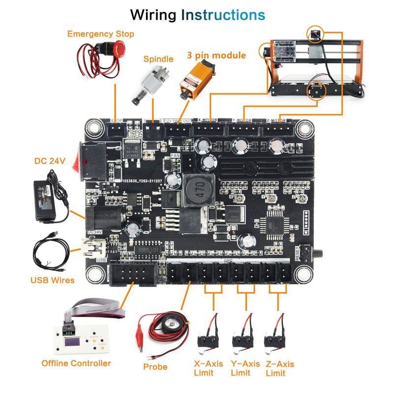[Australia - AusPower] - 3 Axis GRBL 1.1f USB Port CNC Engraving Machine Control Board CNC Router Engraver Milling Machine Controller board 