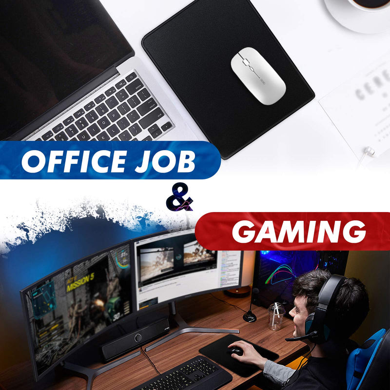 [Australia - AusPower] - 3 Mouse Pad Stitched Edges Premium-Textured Large Mouse Pads Mat Natural Non-Slip Rubber Base Mousepad for Laptop, Computer & PC, 11 x 8.7 inches, Black 3 pcs 