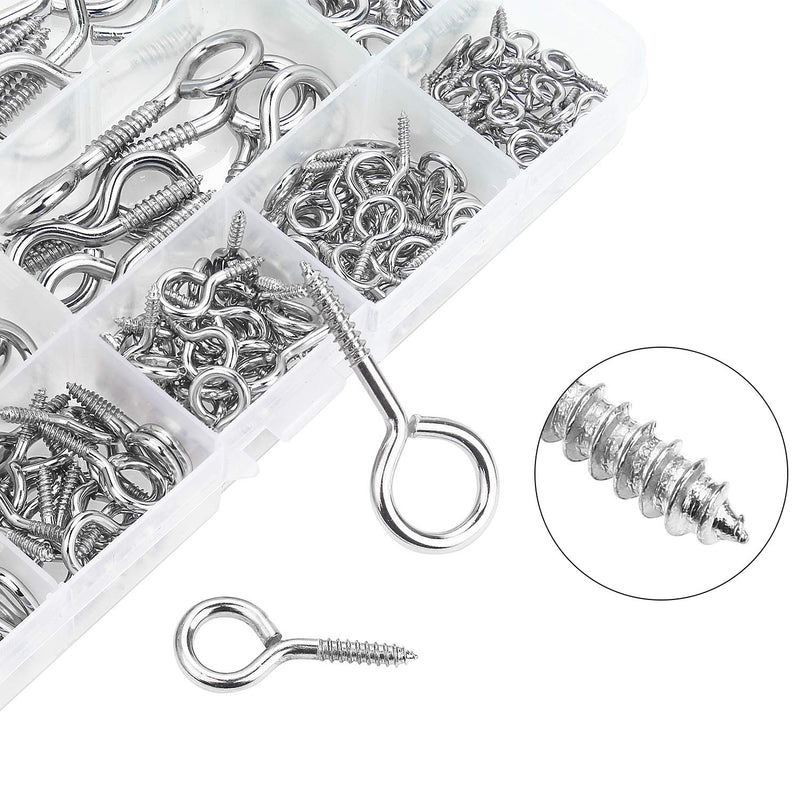 [Australia - AusPower] - HELIFOUNER 200 Pieces 11 Sizes Nickel Plated Steel Screw Eyes Assortment Kit 