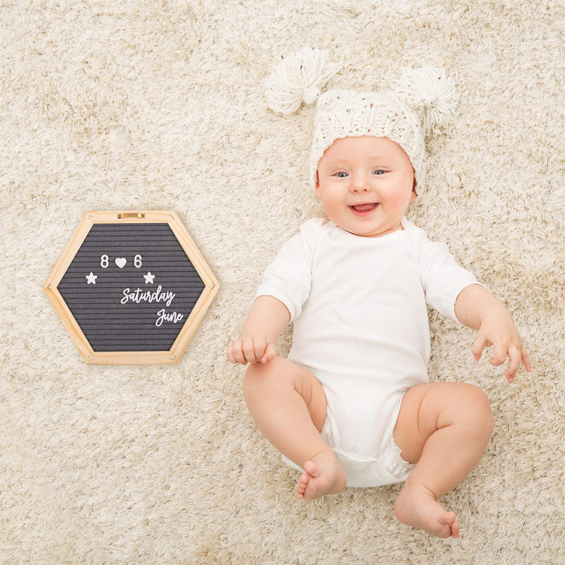 [Australia - AusPower] - Whaline Double Sided Felt Letter Board Kit with 510 Letters Month Wooden Stand Felt Bag Felt Letter Board Hexagon Felt Letter Board for Home Baby Nursery School Classroom Teaching Tool Office 