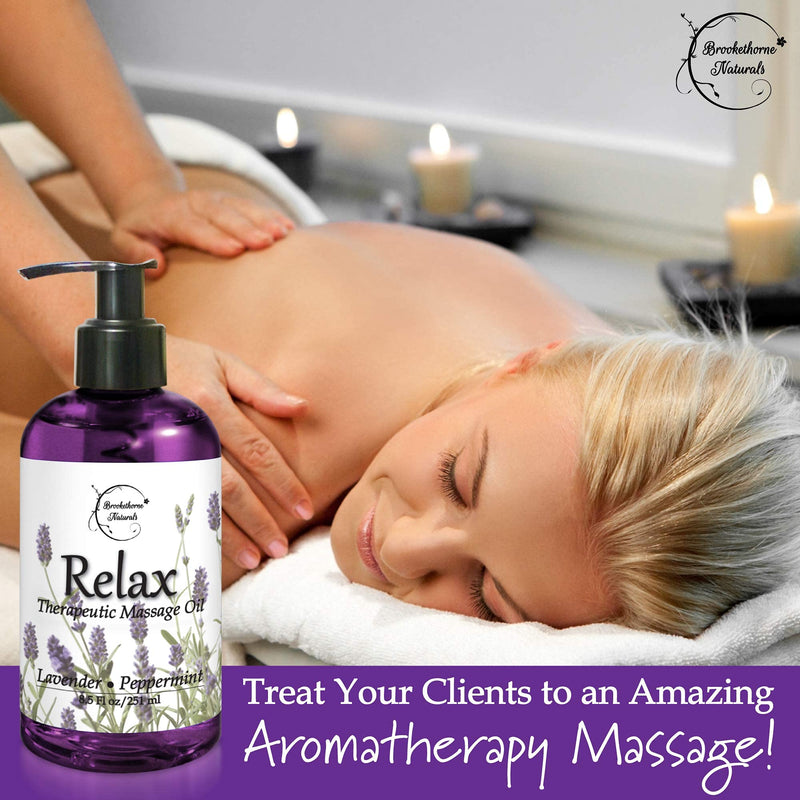 [Australia - AusPower] - Relax Therapeutic Body Massage Oil - with Best Essential Oils for Sore Muscles & Stiffness – Lavender, Peppermint & Marjoram - All Natural - with Sweet Almond, Grapeseed & Jojoba Oil 8oz 
