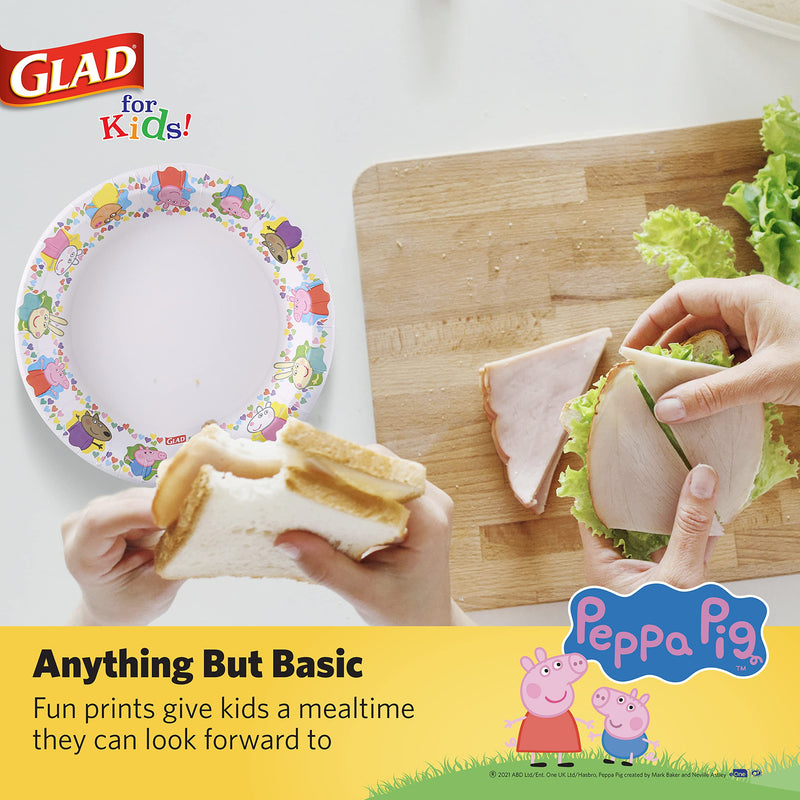 [Australia - AusPower] - Glad for Kids 8.5 inch Peppa Pig Friends Paper Plates, 20 Ct | Disposable Paper Plates with Peppa Pig Characters | Heavy Duty Soak Proof Microwavable Cut Resistant Paper Plates for Everyday Use 8.5" Paper Plates - 20 ct 