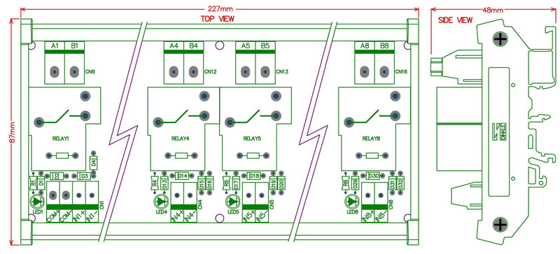 [Australia - AusPower] - CZH-Labs DIN Rail Mount 24V Passive 8 SPST-NO 30Amp Power Relay Module. 