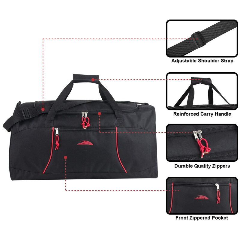 [Australia - AusPower] - 55 Liter, 24 Inch Lightweight Canvas Duffle Bags for Men & Women For Traveling, the Gym, and as Sports Equipment Bag / Organizer (Black 1) Black 1 