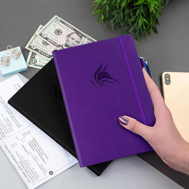 [Australia - AusPower] - Clever Fox Check Register – Deluxe Checkbook Log with Check & Transaction Registers, Bank Account Register Booklets for Personal and Work Use, A5 Hardcover - Purple A5 (5.8'' x 8.3'') 