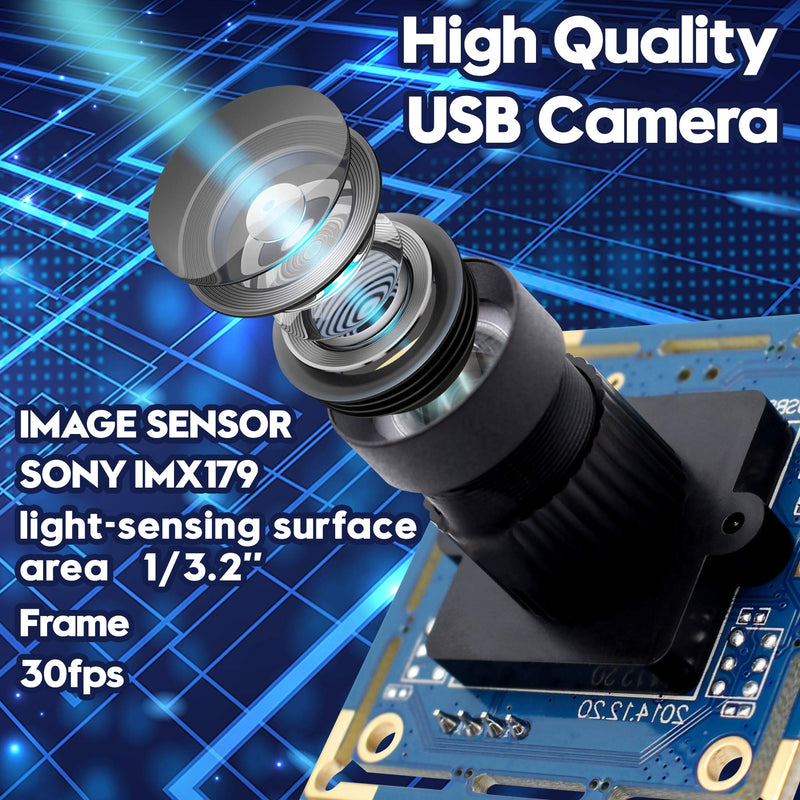 [Australia - AusPower] - 8 Megapixel USB Camera Module with Sony IMX179 Sensor Webcam Super HD 3264X2448 Embeded USB Camera for Industrial,USB with Camera for Linux Windows Android Mini Web Cams Plug&Play OTG Supported Webcam 
