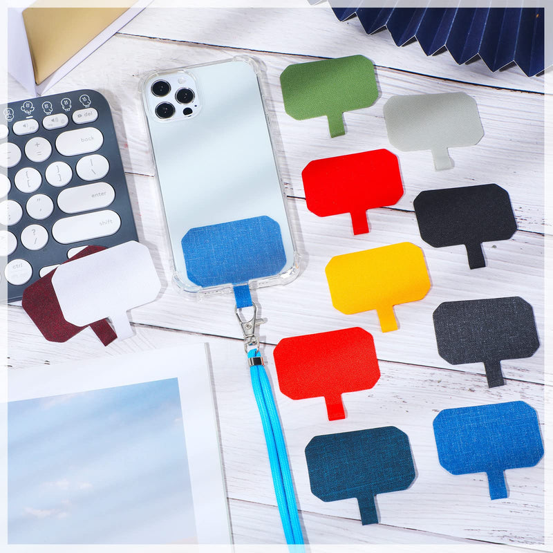 [Australia - AusPower] - 12 Pieces of Phone Lanyard Patch Gift Universal Cell Phone Tether Tab Safety Tether Connector with Adhesive Compatible with Most Smartphones for Phone Strap Shopping Cycling Travelling Hiking 