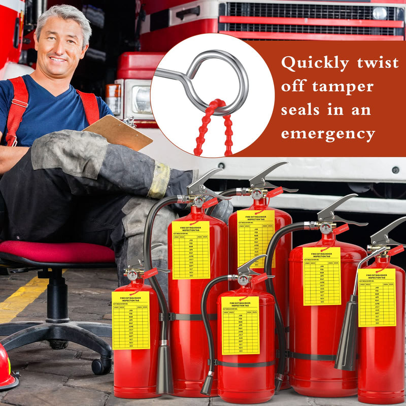 [Australia - AusPower] - Monthly Fire Extinguisher Inspection Tags Set Including 4 Years Maintenance Tags Plastic Tamper Seals Fire Extinguisher Pull Pins Numbered Security Tags with Handheld Hole Puncher (76) 76 