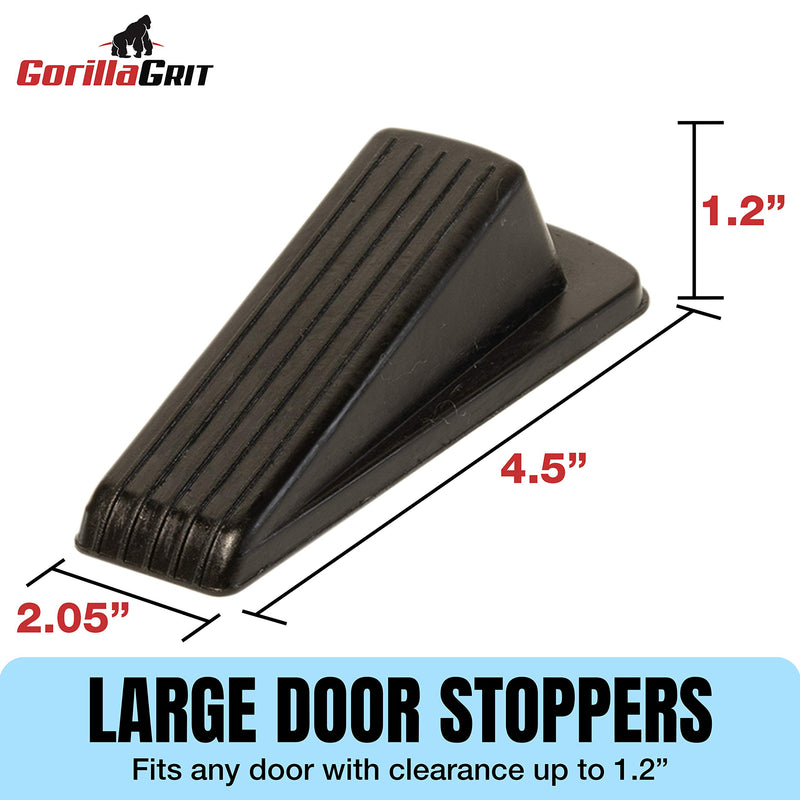 [Australia - AusPower] - Rubber Door Stoppers - Door Stop Wedge, Large Heavy Duty Flexible Door Holder - Black 4 Pack - Non Marking Anti Slip Jammer 