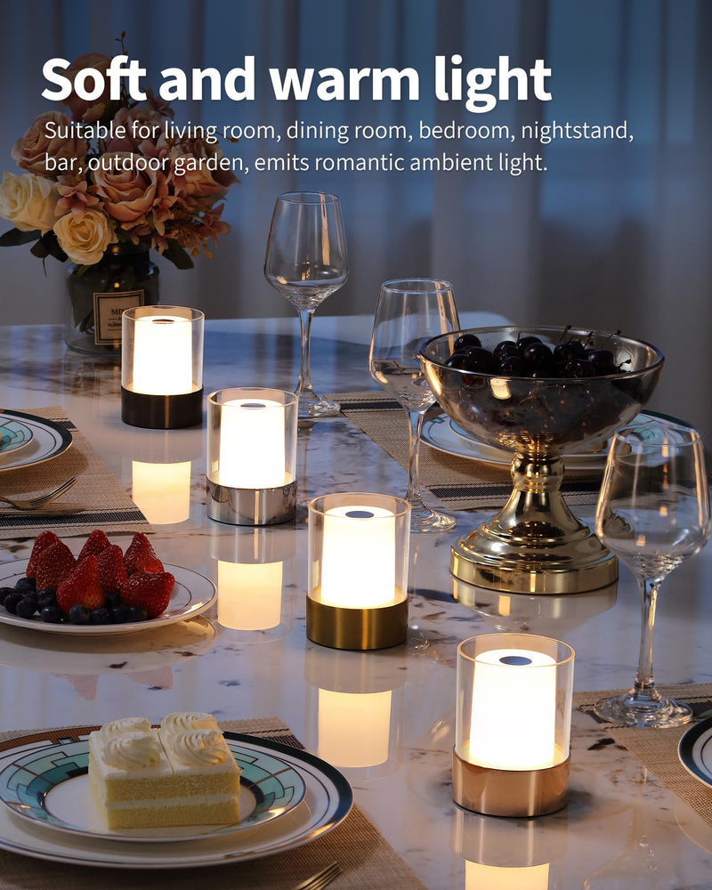 [Australia - AusPower] - NEWSEE Cordless Small Candle Table Lamp, Modern Portable 3 Levels Brightness LED Desk Lamps, Rechargeable Battery Powered Lighting, for Living Room, Dining Room, Bedroom, Bar, Night Light (Black) Black-2 