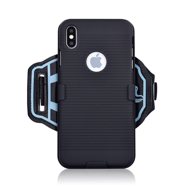 [Australia - AusPower] - Sports Armband wristband Case for Apple iPhone XS Max, hybrid Hard Case cover with sport armband, 180° Rotative Holster, sport armband for running jogging exercise or Gym (iPhone XS Max) 