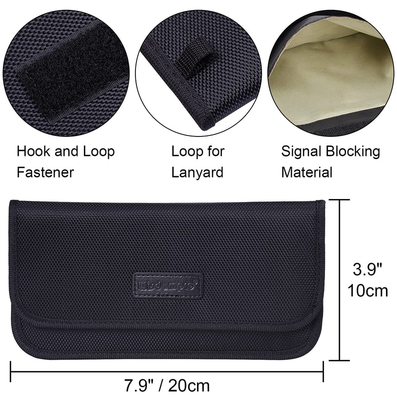 [Australia - AusPower] - Faraday Bag, Wisdompro 2 Pack RFID Signal Blocking Bag Shielding Cage Pouch Wallet Case for Cell Phone Privacy Protection and Car Key FOB, Anti-Spying Pouch, Anti-Tracking Case Blocker - Black 