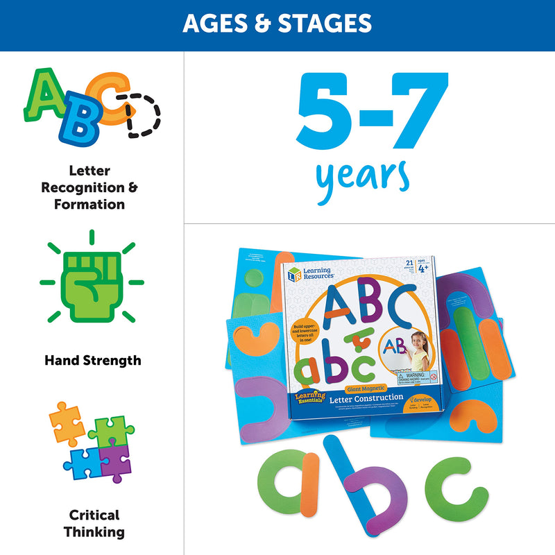 [Australia - AusPower] - Giant Magnetic Letter Construction, Classroom Accessories, Fine Motor Toy, 21 Pieces, Ages 4+ 