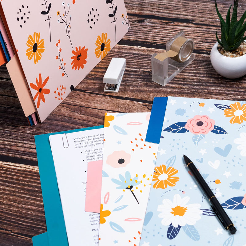 [Australia - AusPower] - Decorative File Folders, 12-Pack Cute Spring Floral File Folders, Letter Size, 6 Designs Spring Florets 
