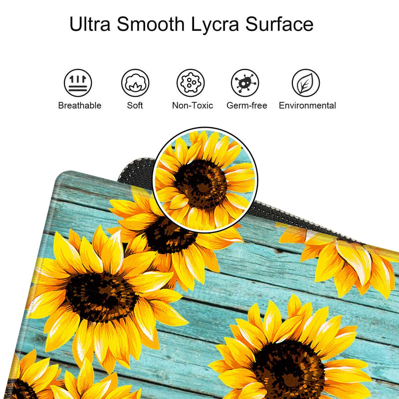 [Australia - AusPower] - Keyboard Wrist Rest and Desk Mats On Top of Desks- Sunflower Desk Pad Wrist Rests for Keyboard and Mouse 31.5" x 15.75" Large Mouse Pad XXL Desk Organization Decor for Women Office Sunflower Teal 