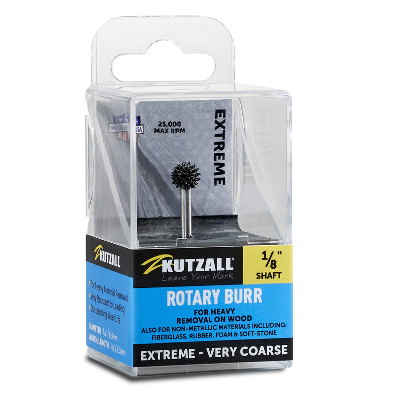 [Australia - AusPower] - Kutzall Extreme Sphere Rotary Burr, 1⁄8" Shaft, Very Coarse - Woodworking Attachment for Dremel, Foredom, DeWalt, Milwaukee Tools. Abrasive Tungsten Carbide, 1⁄4" (6.3mm) Head Diameter, SX-14-EC Extreme - Very Coarse 