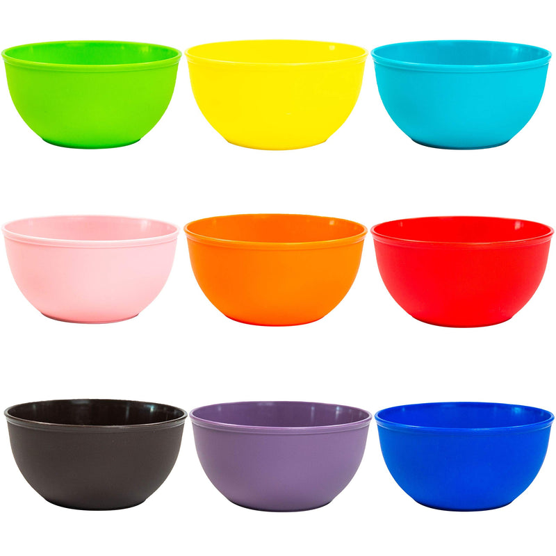 [Australia - AusPower] - Youngever 9 Pack 10 Ounce Plastic Bowls, Kids Plastic Bowls, Set of 9 (9 Rainbow Colors) 9 Rainbow Colors 
