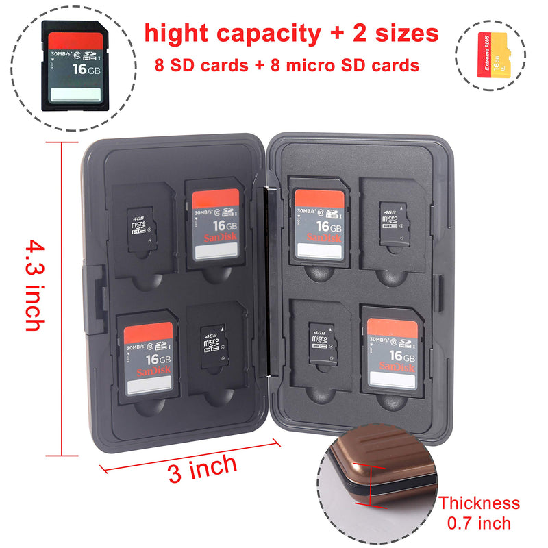 [Australia - AusPower] - SD Card Case, Aluminum Memory Card Holder, Memory Card Case Organizer Storage for SD Cards, Micro SD Cards, SDHC SDXC TF UHS-I, Brown 