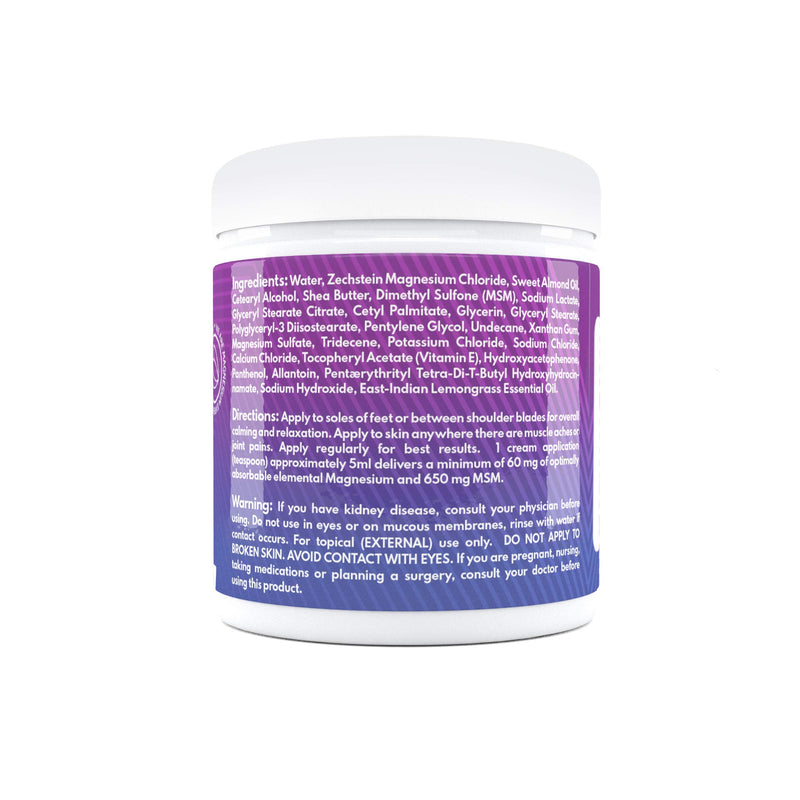 [Australia - AusPower] - VAL Pure Zechstein Topical Magnesium Chloride Dual Purpose Massage Cream with MSM and Organic Oils 8 OZ Muscle Relaxant Cream Easy Glide More Workability for Whole Body Non Greasy Used by Therapists 