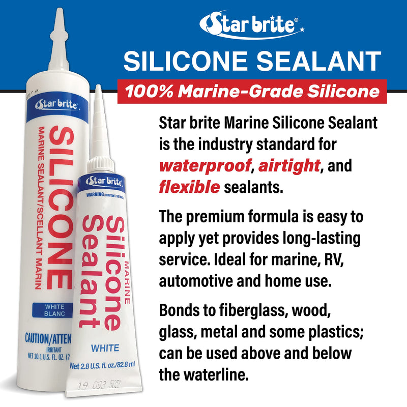 [Australia - AusPower] - STAR BRITE Silicone Sealant - Waterproof, Airtight, Flexible, 100% Marine-Grade Silicone - Ideal for Boats, RV, Auto & Home - Use Above or Below Waterline - 10.1 Oz 