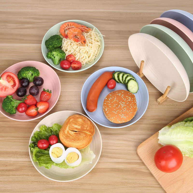 [Australia - AusPower] - 7.8 Inches Unbreakable Wheat Straw Plates - Reusable Plate Set - Dishwasher & Microwave Safe - Perfect for Dinner Dishes - Healthy, BPA Free & Eco-Friendly (7.8 Inches) Medium - 7.8 Inches 