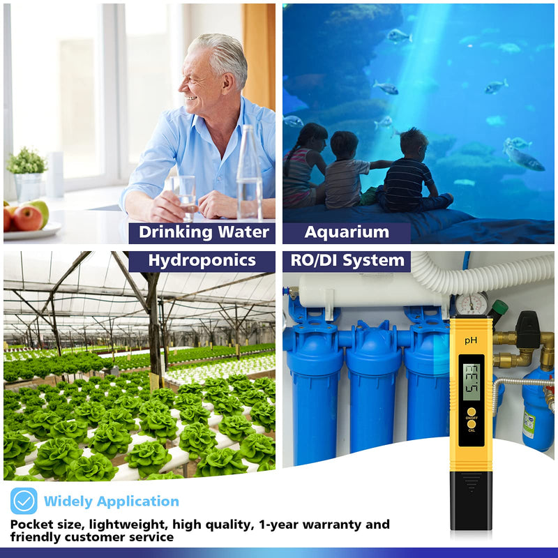 [Australia - AusPower] - PH Meter, Digital PH Tester 0.01 High Accuracy PH Meter for Water, 0-14 PH Measurement Range for Drinking Water, Pool and Aquarium 