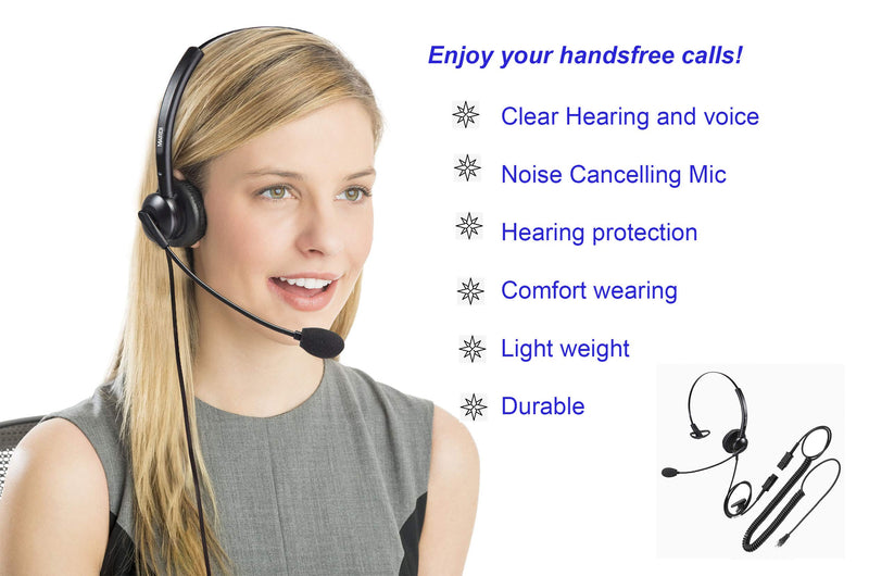 [Australia - AusPower] - MAIRDI Telephone Headset with Noise Cancelling Microphone, Monaural Call Center Headset with RJ9 Jack for Office Landline Phones, Work for Plantronics Avaya Nortel Polycom Aastra Monaural 308SP 